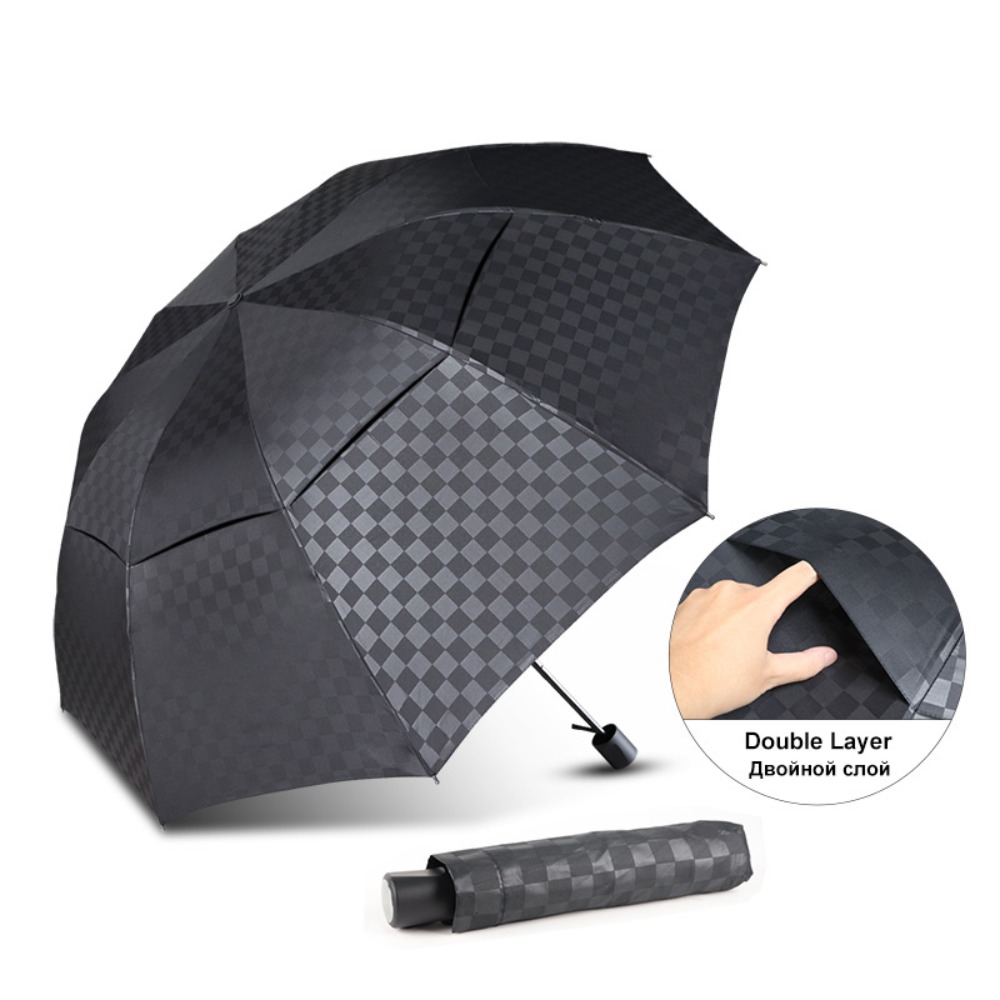Golf Umbrella Large - Double Layer Dark Grid Big Umbrella