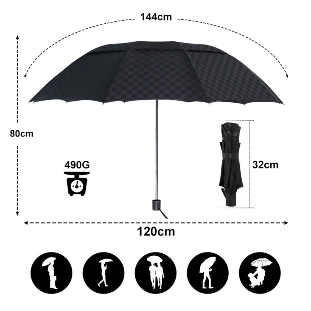 Double Layer Dark Grid Big Umb - Golf Umbrella Large recension och pris