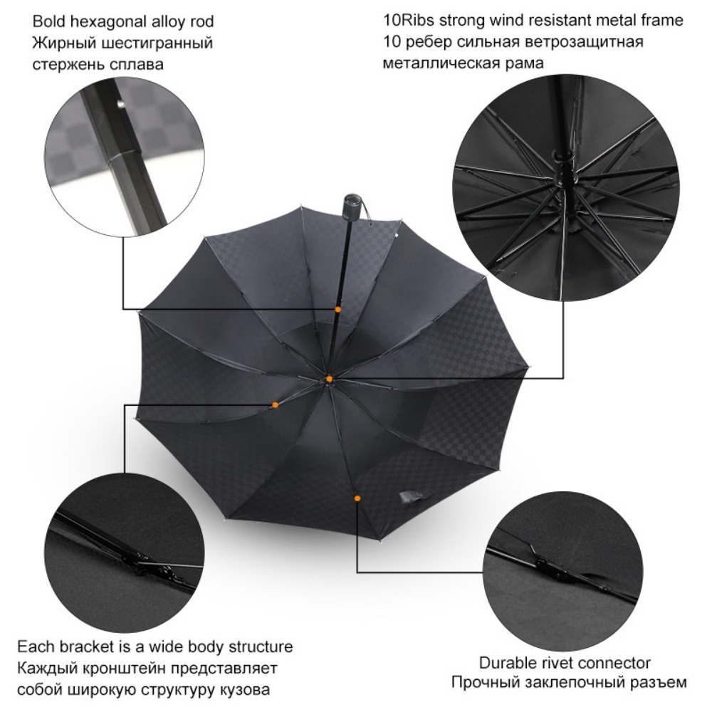 Double Layer Dark Grid Big Umb - Golf Umbrella Large recension och pris