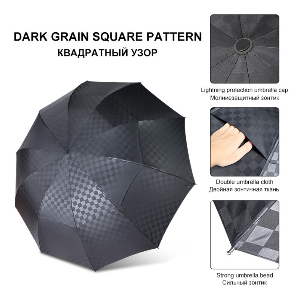 Double Layer Dark Grid Big Umb - Golf Umbrella Large recension och pris